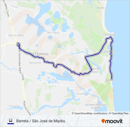 Mapa da linha OPCIONAL 1.E2.50 de ônibus