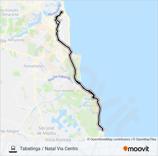 Rota da linha opcional: horários, paradas e mapas - Tabatinga / Natal Via  Centro (Atualizado)