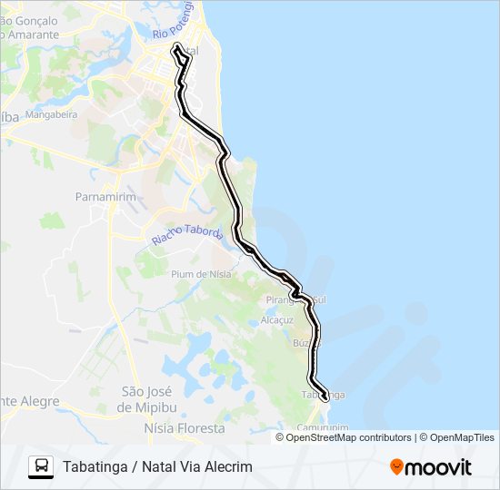 Rota da linha opcional: horários, paradas e mapas - Tabatinga / Natal Via  Alecrim (Atualizado)