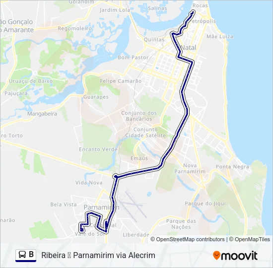 B Bus Line Map