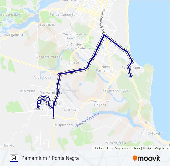 Mapa da linha OPCIONAL PN de ônibus