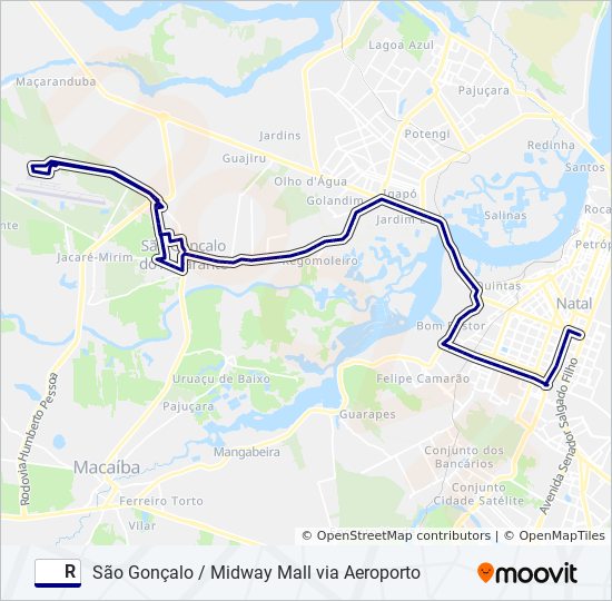 Rota da linha r: horários, paradas e mapas - Natal Via Midway Mall  (Atualizado)