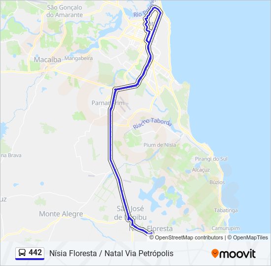 Mapa de 442 de autobús