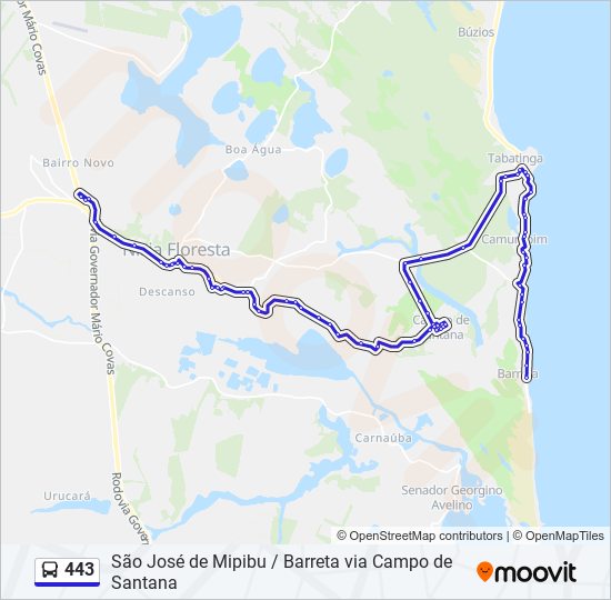 Mapa da linha 443 de ônibus