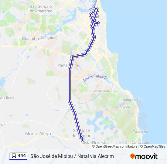 Rota da linha 444: horários, paradas e mapas - São José De Mipibu / Natal  Via Alecrim (Atualizado)
