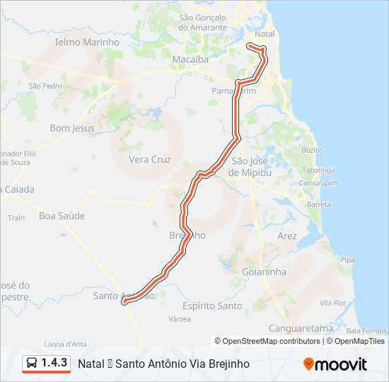 Rota da linha 143: horários, paradas e mapas - Natal ➞ Santo Antônio Via  Brejinho (Atualizado)