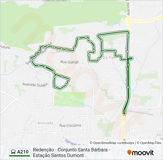 A210 Bus Line Map