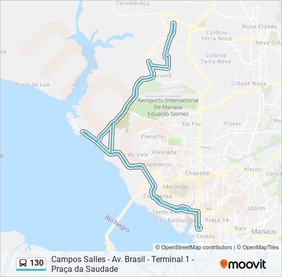 Mapa da linha 130 de ônibus