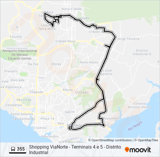 Mapa da linha 355 de ônibus