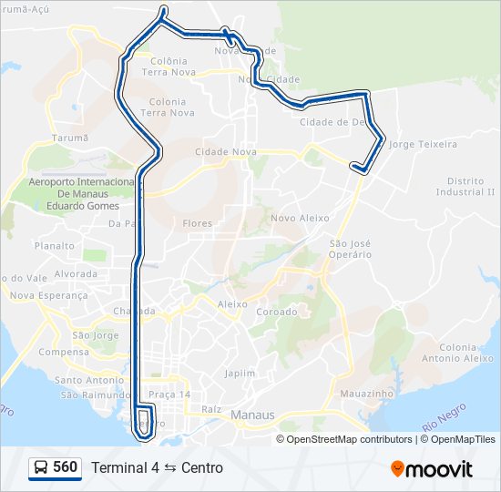 Mapa da linha 560 de ônibus