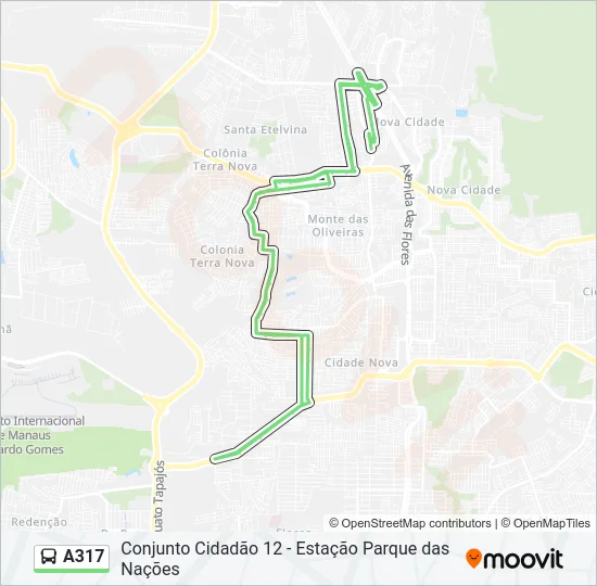 A317 Bus Line Map
