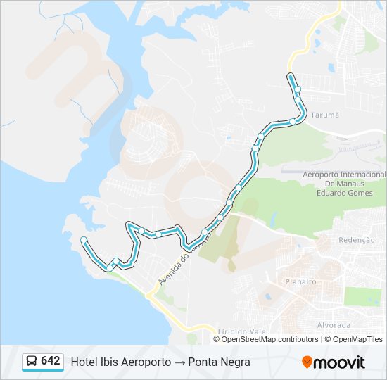 Mapa da linha 642 de ônibus