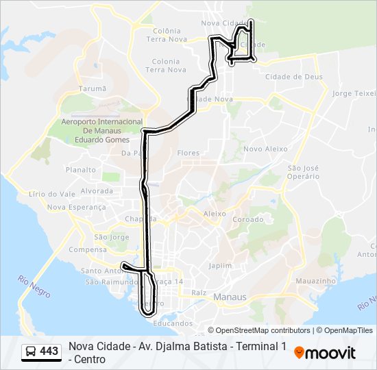 443 bus Line Map
