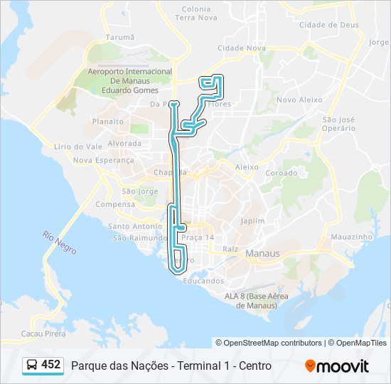 Mapa de 452 de autobús