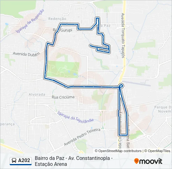A202 Bus Line Map