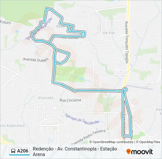 A206 Bus Line Map
