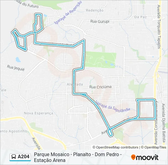 A204 Bus Line Map
