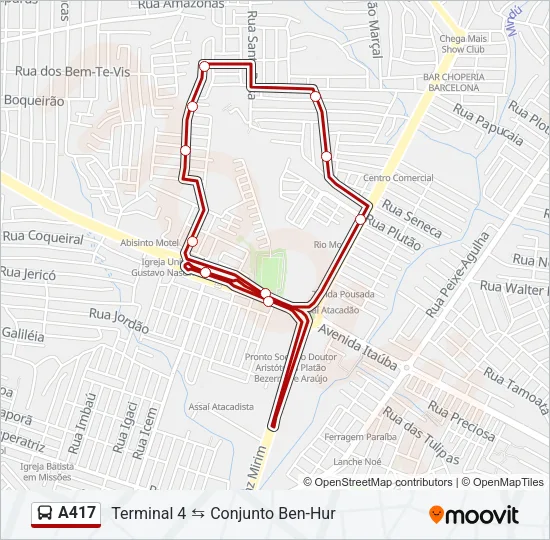 A417 Bus Line Map