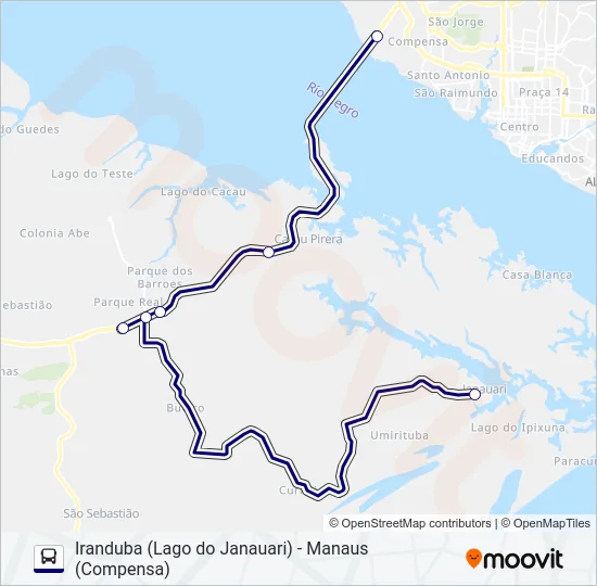 IRANDUBA (LAGO DO JANAUARI) - MANAUS (COMPENSA) Bus Line Map