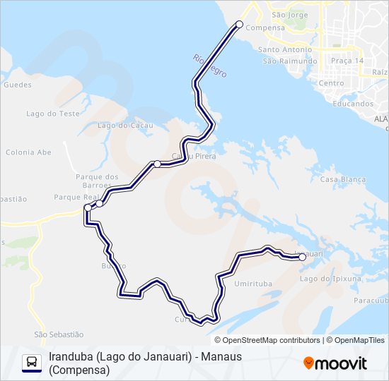 Mapa de IRANDUBA (LAGO DO JANAUARI) - MANAUS (COMPENSA) de autobús