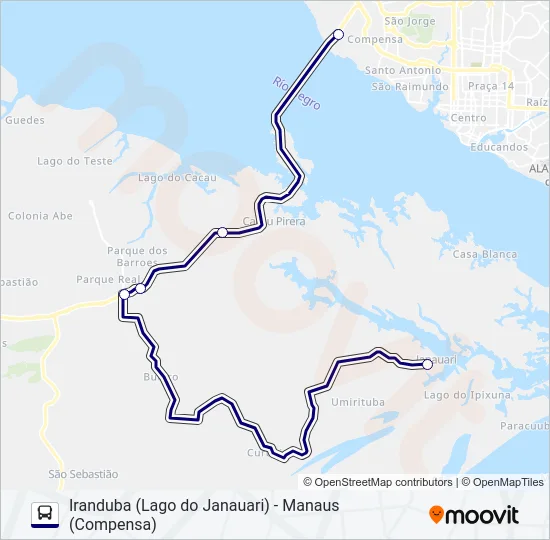 IRANDUBA (LAGO DO JANAUARI) - MANAUS (COMPENSA) Bus Line Map