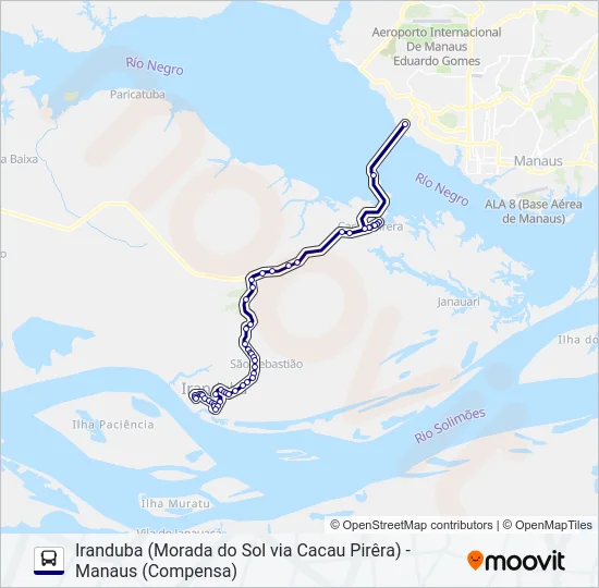 IRANDUBA (MORADA DO SOL VIA CACAU PIRÊRA) - MANAUS (COMPENSA) Bus Line Map