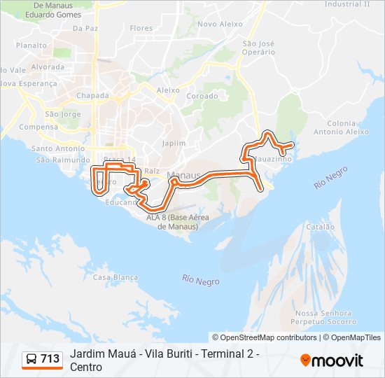 Mapa da linha 713 de ônibus