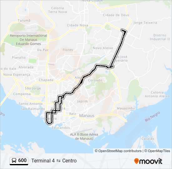 Mapa da linha 600 de ônibus