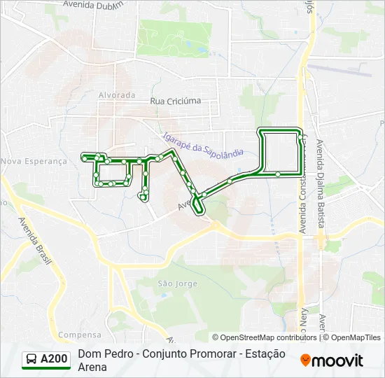 A200 Bus Line Map