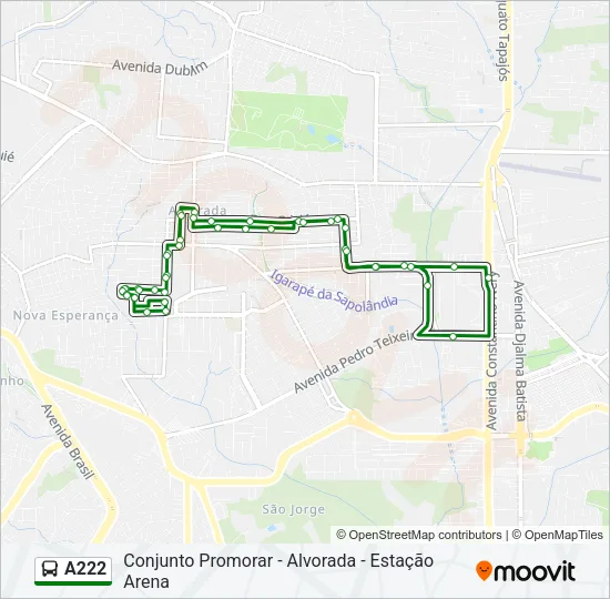 A222 Bus Line Map