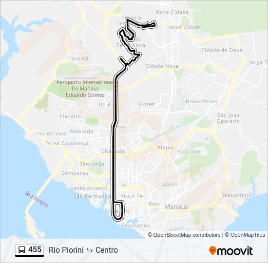 Mapa da linha 455 de ônibus