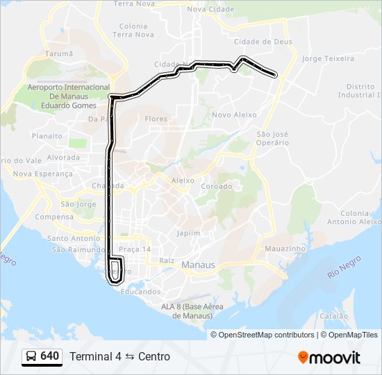 Mapa da linha 640 de ônibus