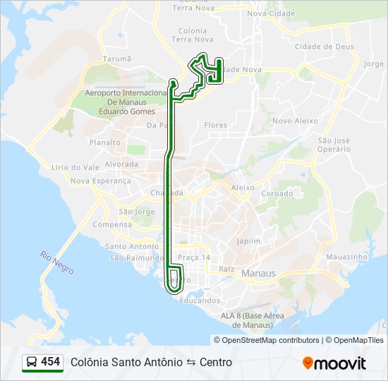 Mapa da linha 454 de ônibus