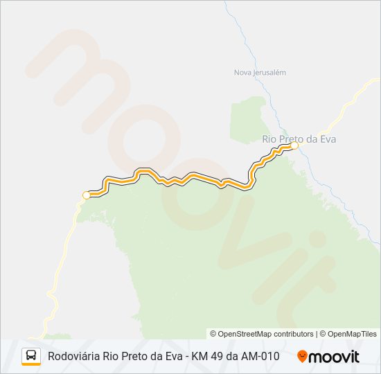 Mapa da linha RODOVIÁRIA RIO PRETO DA EVA - KM 49 DA AM-010 de ônibus