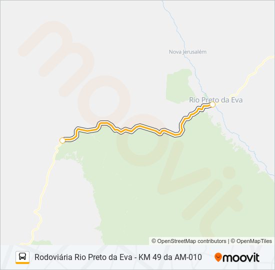 Mapa da linha RODOVIÁRIA RIO PRETO DA EVA - KM 49 DA AM-010 de ônibus