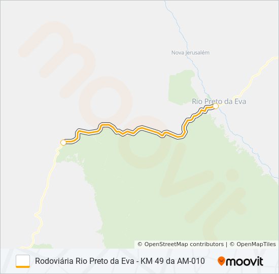 Mapa da linha RODOVIÁRIA RIO PRETO DA EVA - KM 49 DA AM-010 de ônibus