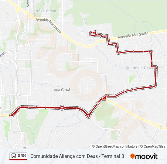 Mapa da linha 048 de ônibus