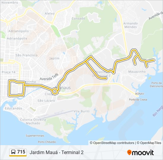 Mapa da linha 715 de ônibus