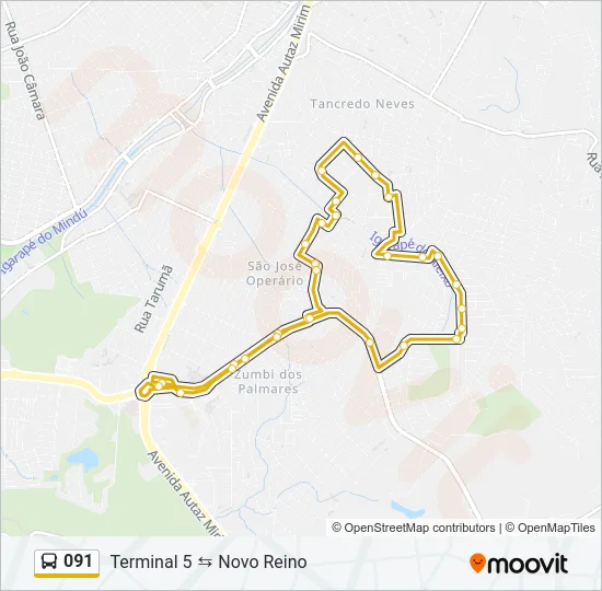 091 Bus Line Map