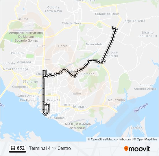 Mapa da linha 652 de ônibus