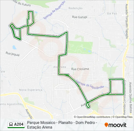 A204 Bus Line Map