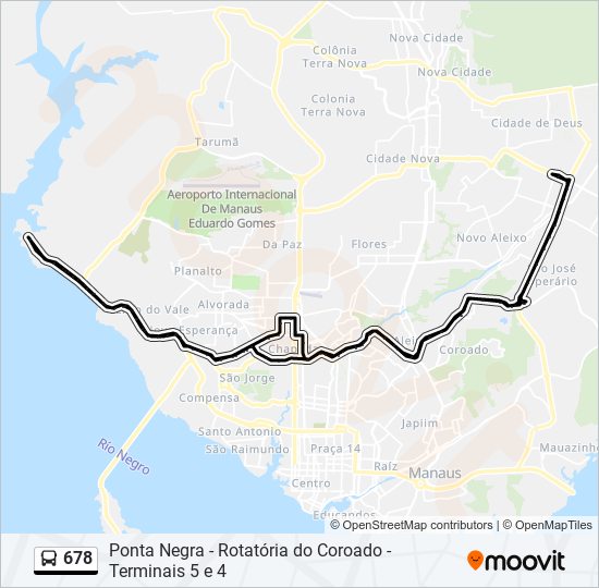 Mapa da linha 678 de ônibus