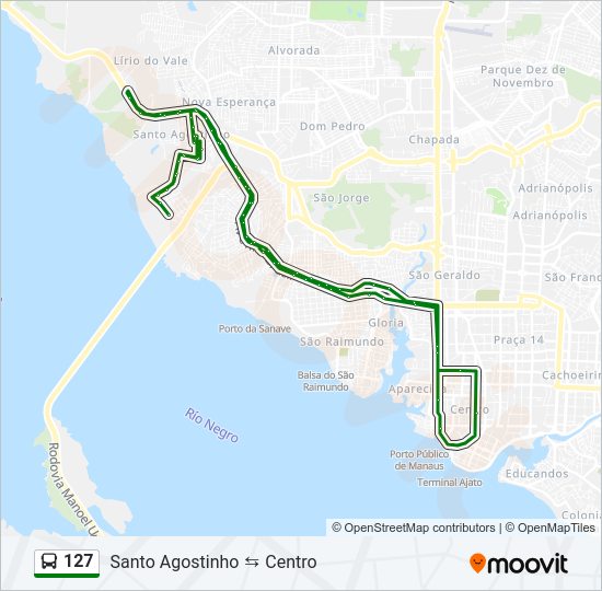 Mapa da linha 127 de ônibus