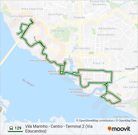 Mapa da linha 129 de ônibus