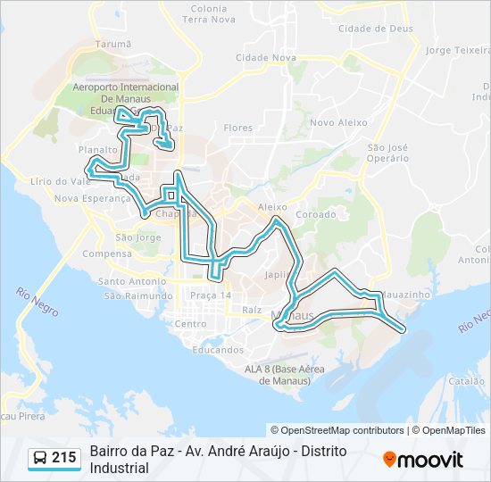 Mapa da linha 215 de ônibus