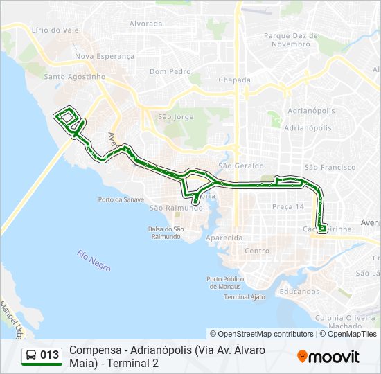 Mapa de 013 de autobús