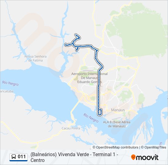 Mapa da linha 011 de ônibus