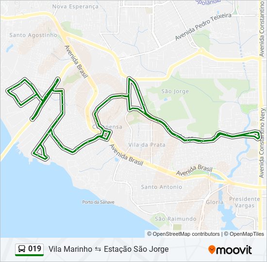 Mapa de 019 de autobús