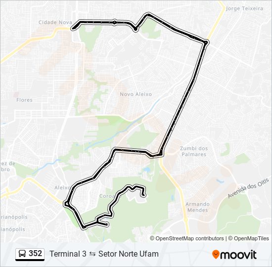 Mapa da linha 352 de ônibus