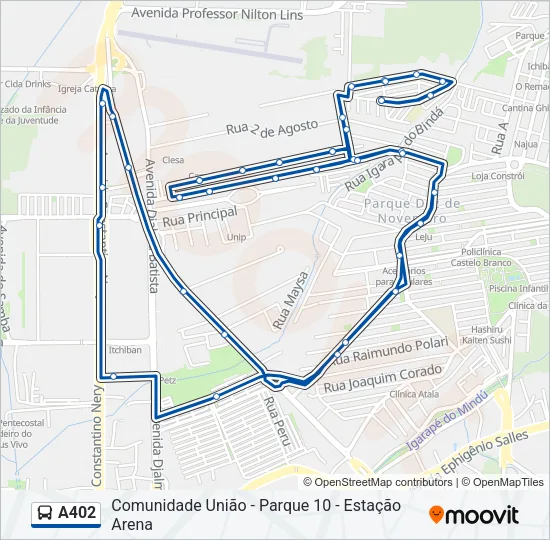 A402 Bus Line Map
